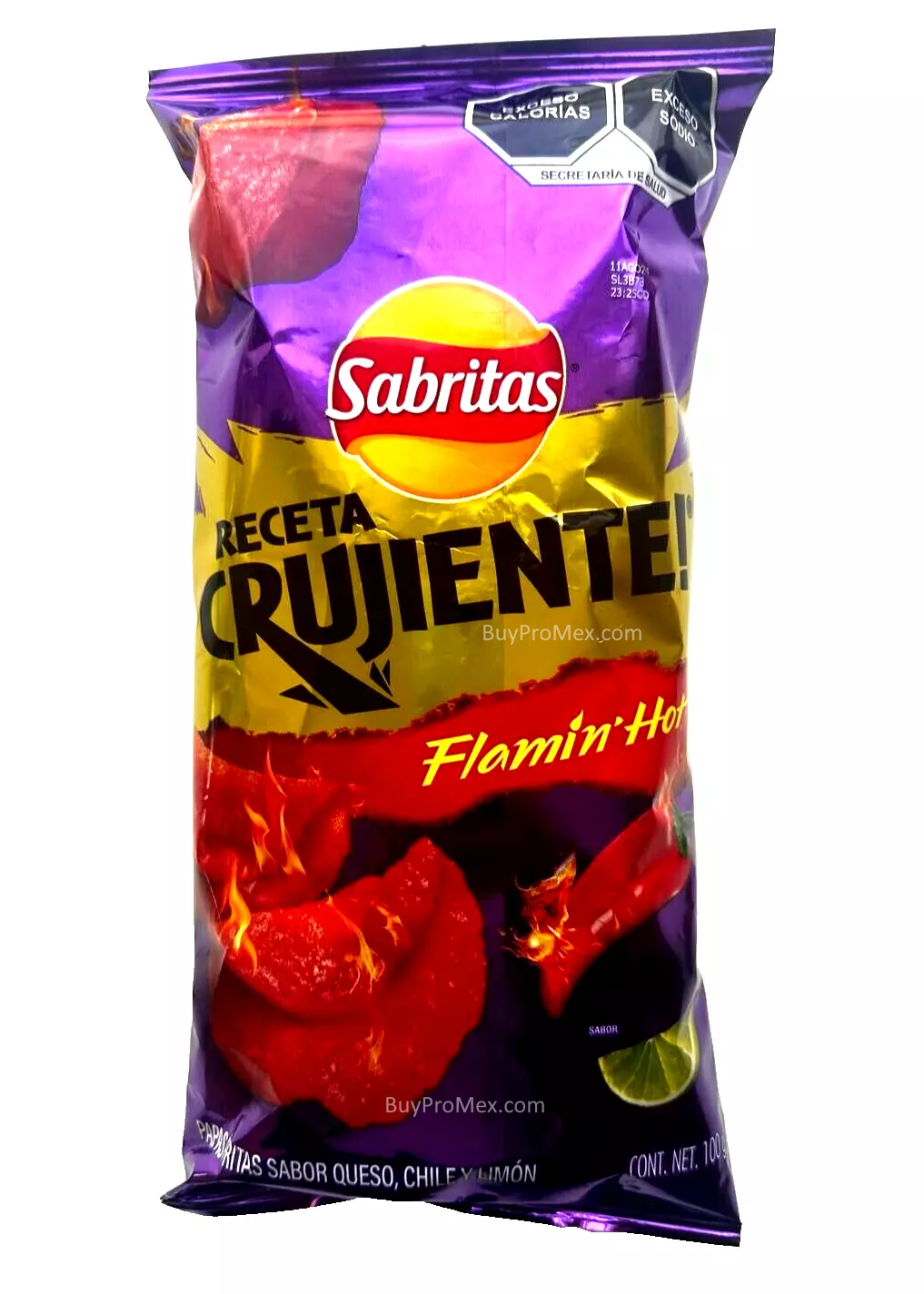 6-Pk Mexican Sabritas Receta Crujiente Flamin Hot 100g/3.52oz