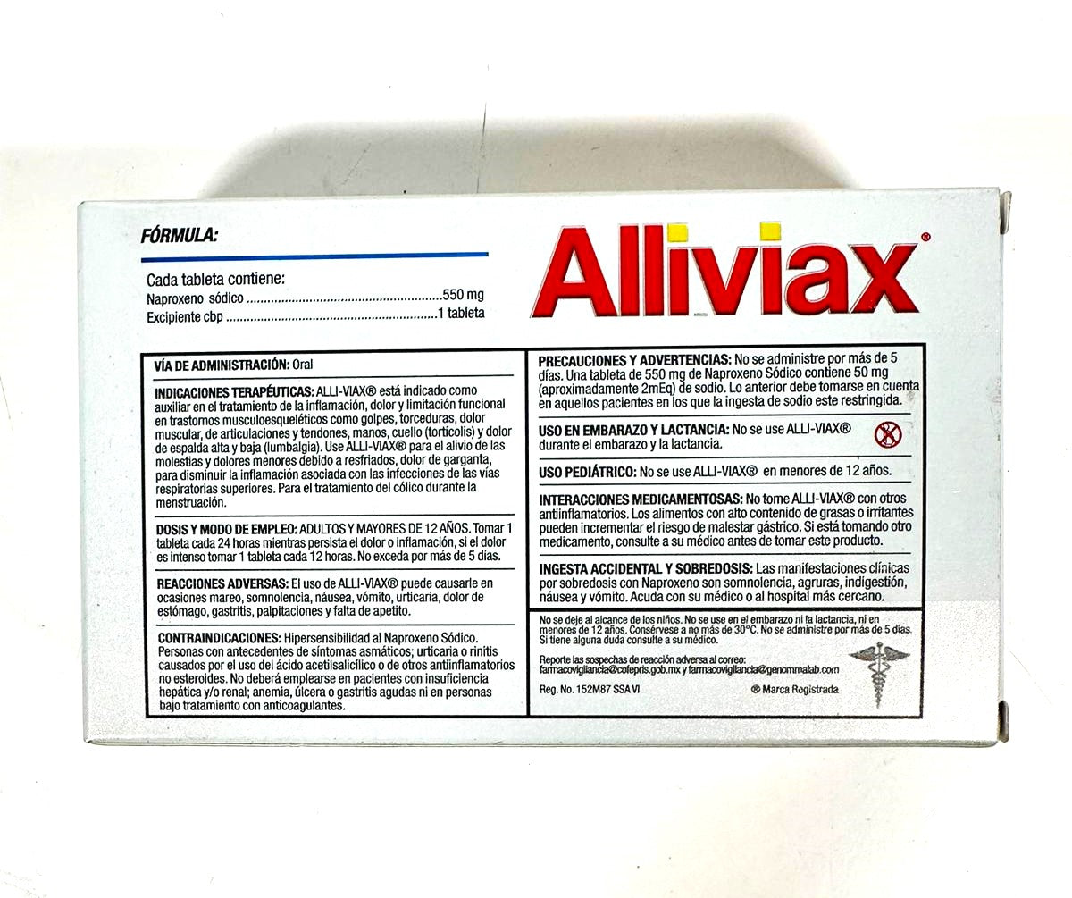 ALLiviax Pain & Inflamation (Naproxen Sodium) 20 tab/550mg