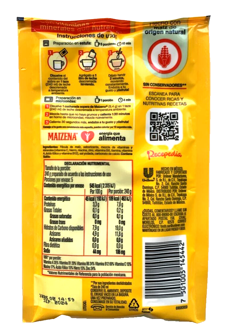 6-Pk Maizena Coconut Flavored Corn Beverage Mix 47gr/1.6oz