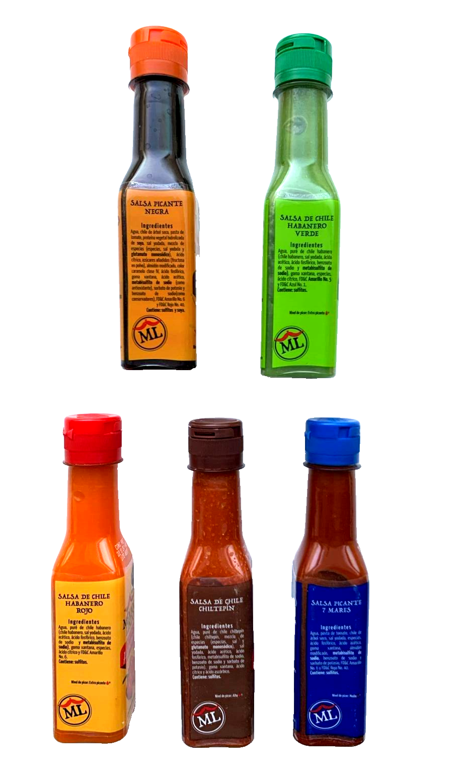 5-Pack Mexico Lindo Assorted Hot Sauces / Varias Salsas 150ml/5oz