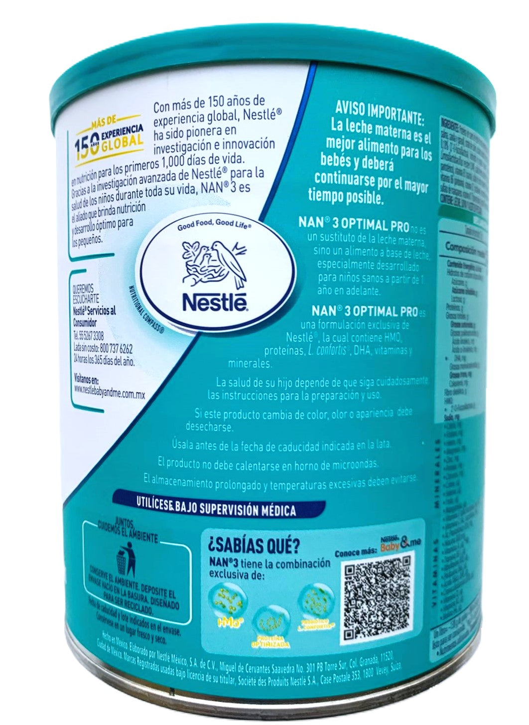 NESTLE NAN OPTIMAL PRO 3 Baby Formula w/probiotics & iron 1yr &up 720gr /25.4oz