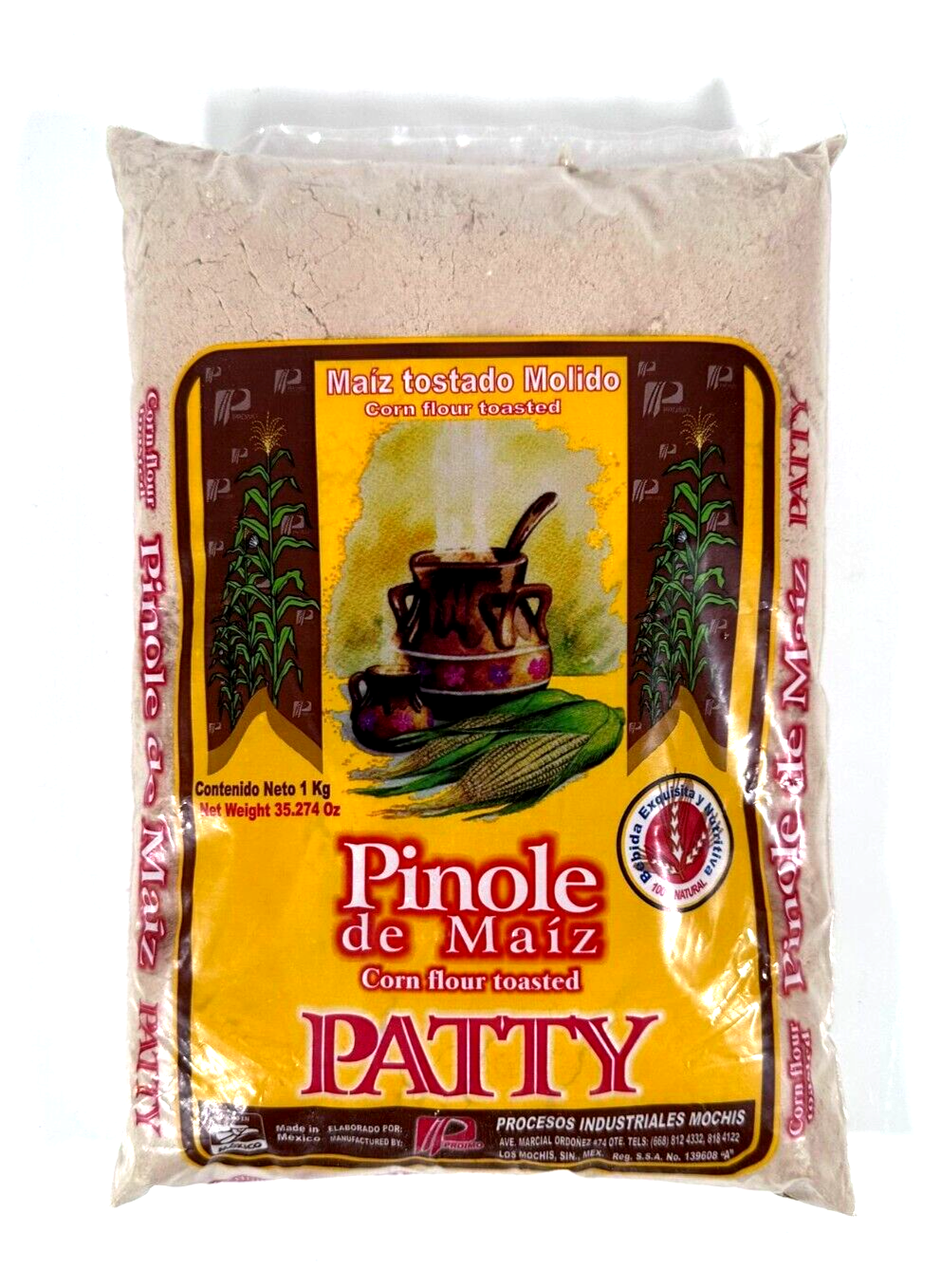 Pinole de Maiz Patty / Patty Toasted Corn Beverage mix 1kg / 35.274Oz