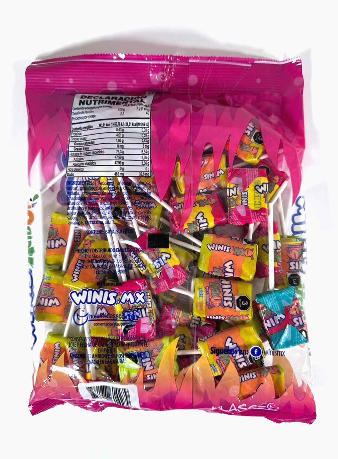 2-Pk Winis AcidUp Chili Flavored Taffy Lollipops 40pcs 280g