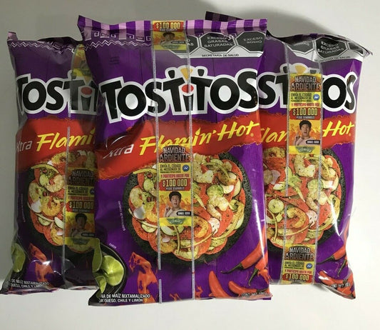 3-Pk Sabritas Tostitos XTRA FLAMIN HOT 180g/6.3oz