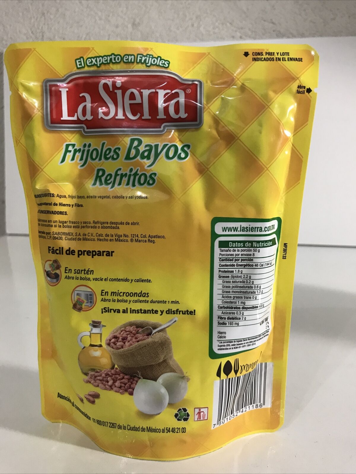 4-Pack La Sierra Mexican Refried Bayos Beans / Frijoles Bayos Refritos 400g/14oz