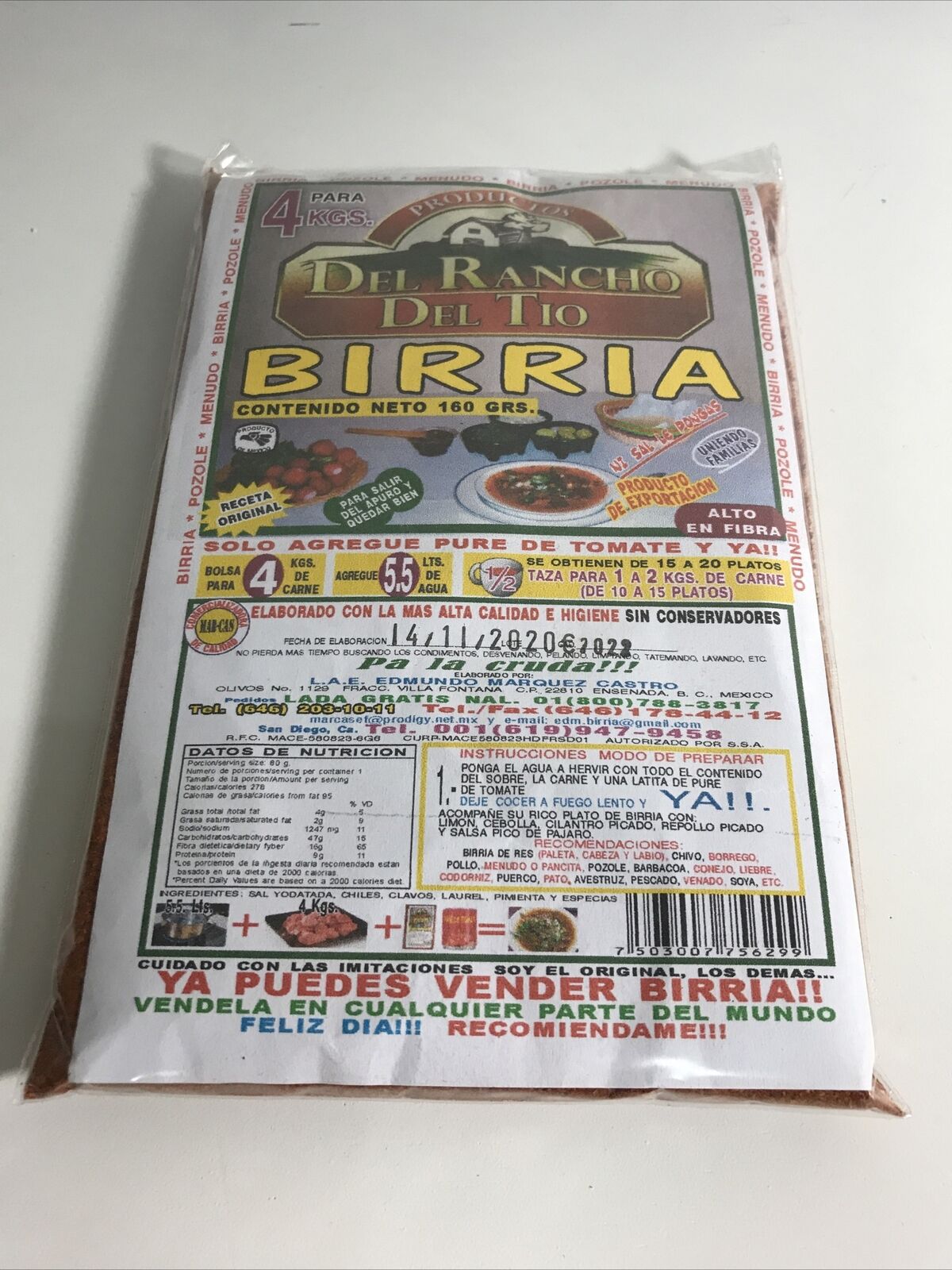 2-Pk Mexican Birria Meat Seasoning Sazonador Para Birria 160gr/5.64oz