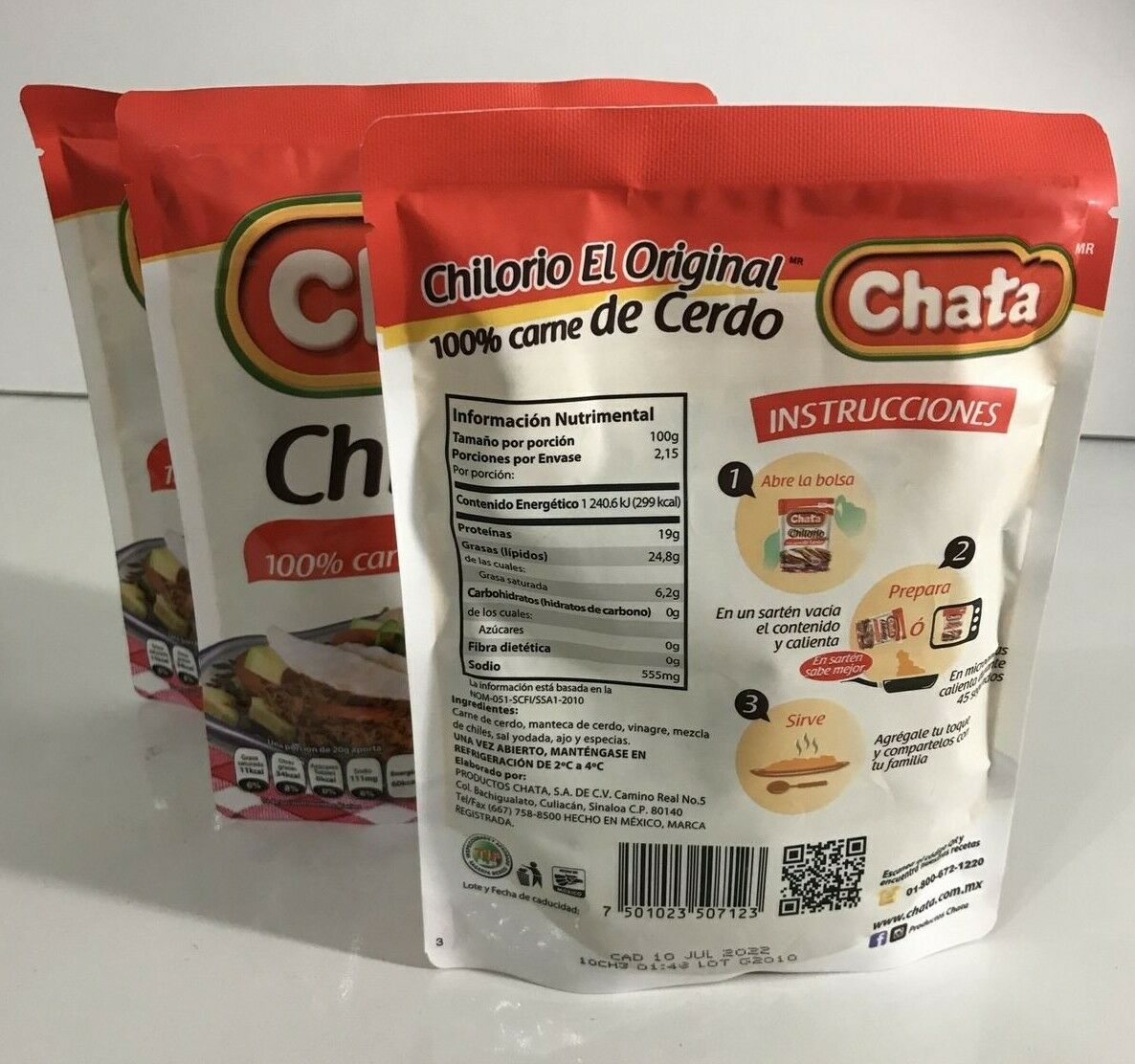 4-Pack Chata Mexican Pork Chilorio / Chata Chilorio Cerdo 215g/7.5oz ea.