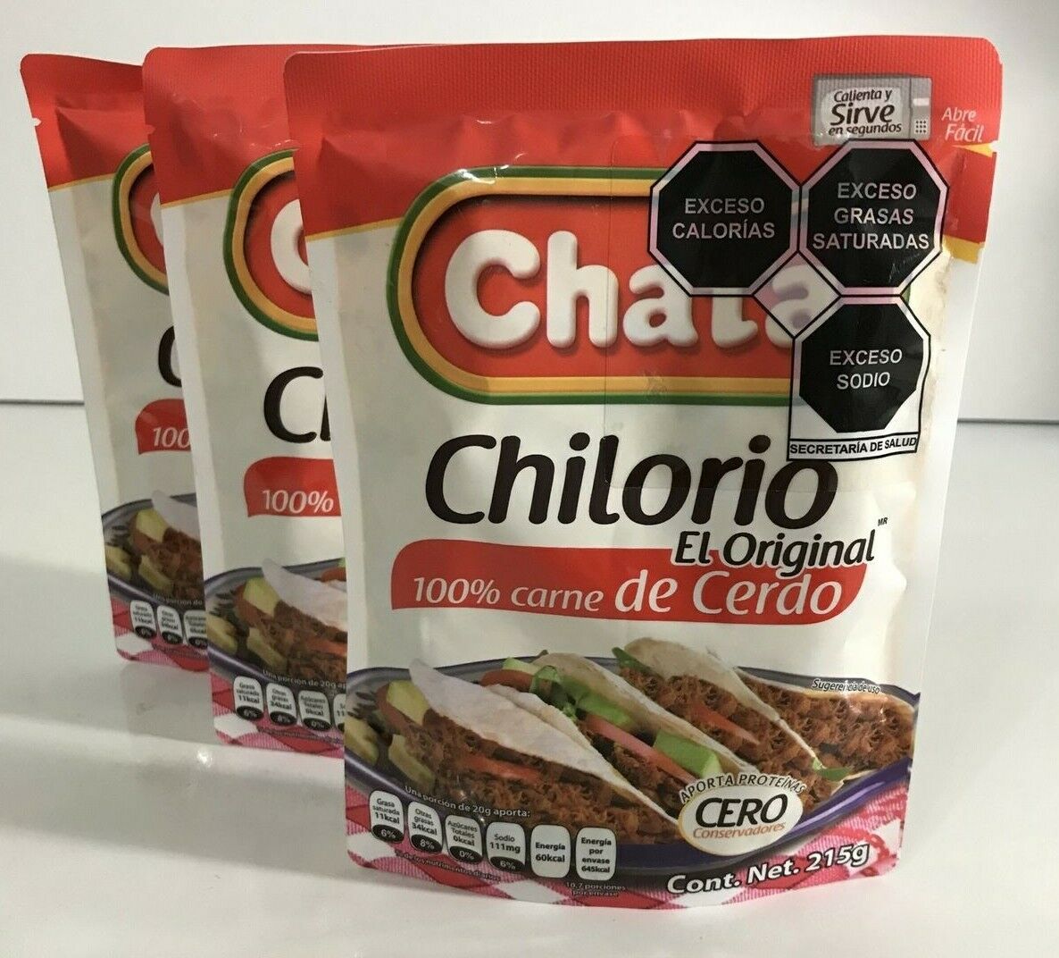 4-Pack Chata Mexican Pork Chilorio / Chata Chilorio Cerdo 215g/7.5oz ea.