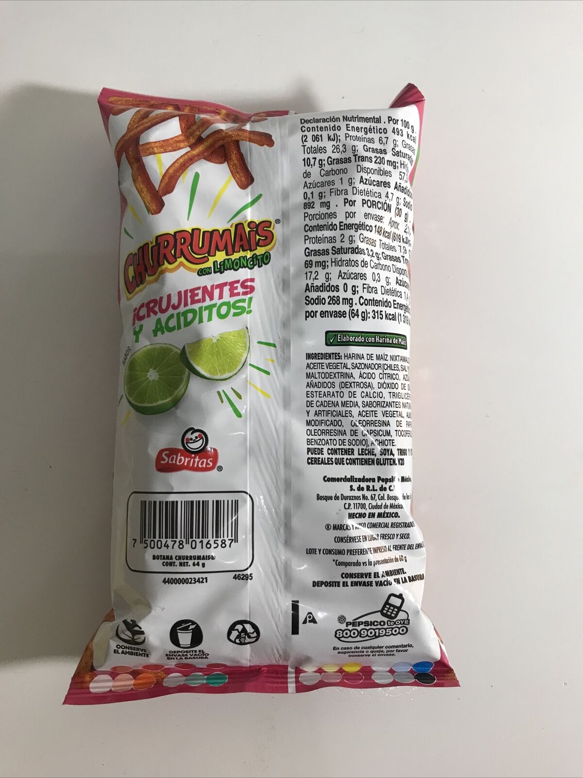 6-Pk Sabritas Original Sabritas & Churrumais Chips / Original Y Churromais 64g/2.2oz.