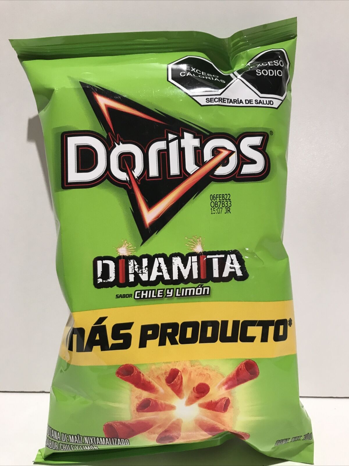 6-Pk Mexican Doritos Chili & Lemon / Doritos Dinamita Chile y Limon 70gr/2.46oz