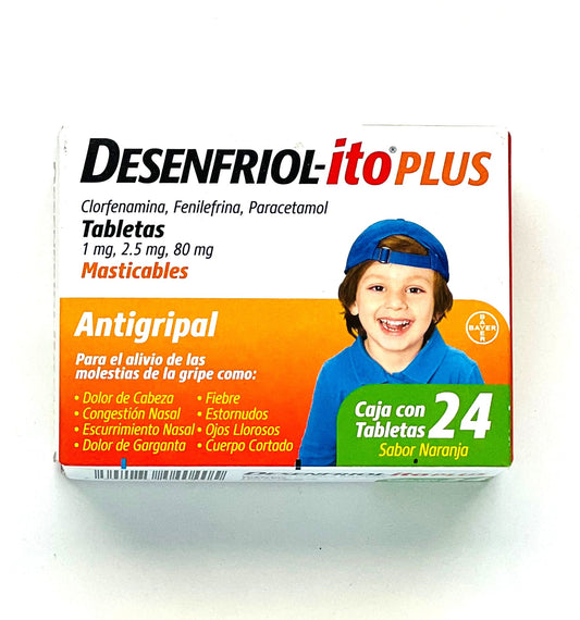 Desenfriol-ito PLUS Anti-Flu Relief Pediatric 24 Orange Flavored Chewables