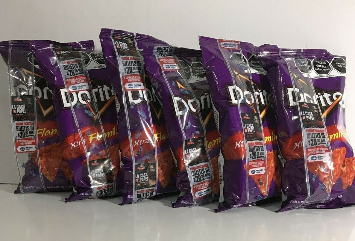 6-Pk Sabritas Doritos Xtra Flamin Hot Doritos 62gr/2.19oz ea.