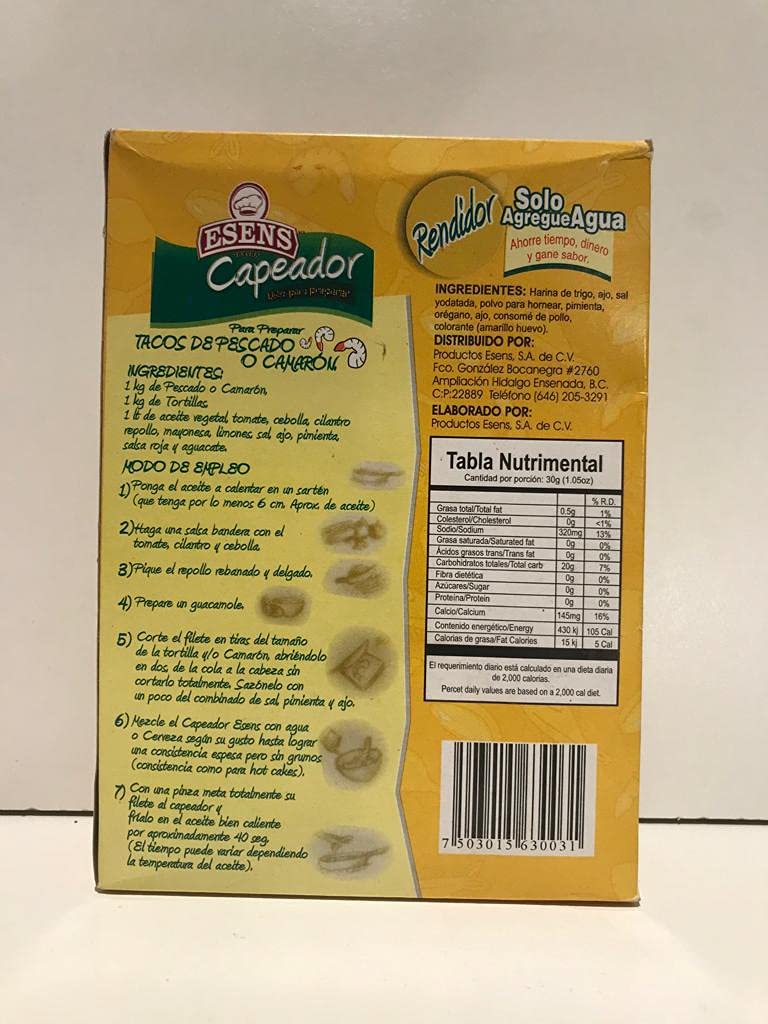 2-Pk ESENS Baja Style Tacos Batter Mix / Capeador Tacos Pescado/Camaron  700gr/1.6lbs