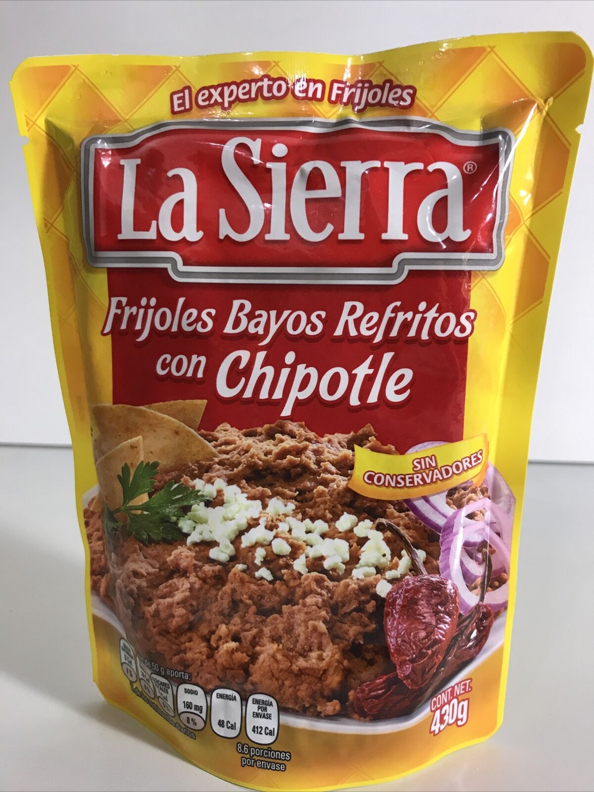 4-Pack La Sierra Mexican Refried Beans w/Chipotle / Frijoles Bayos Chipotle 430g/15oz