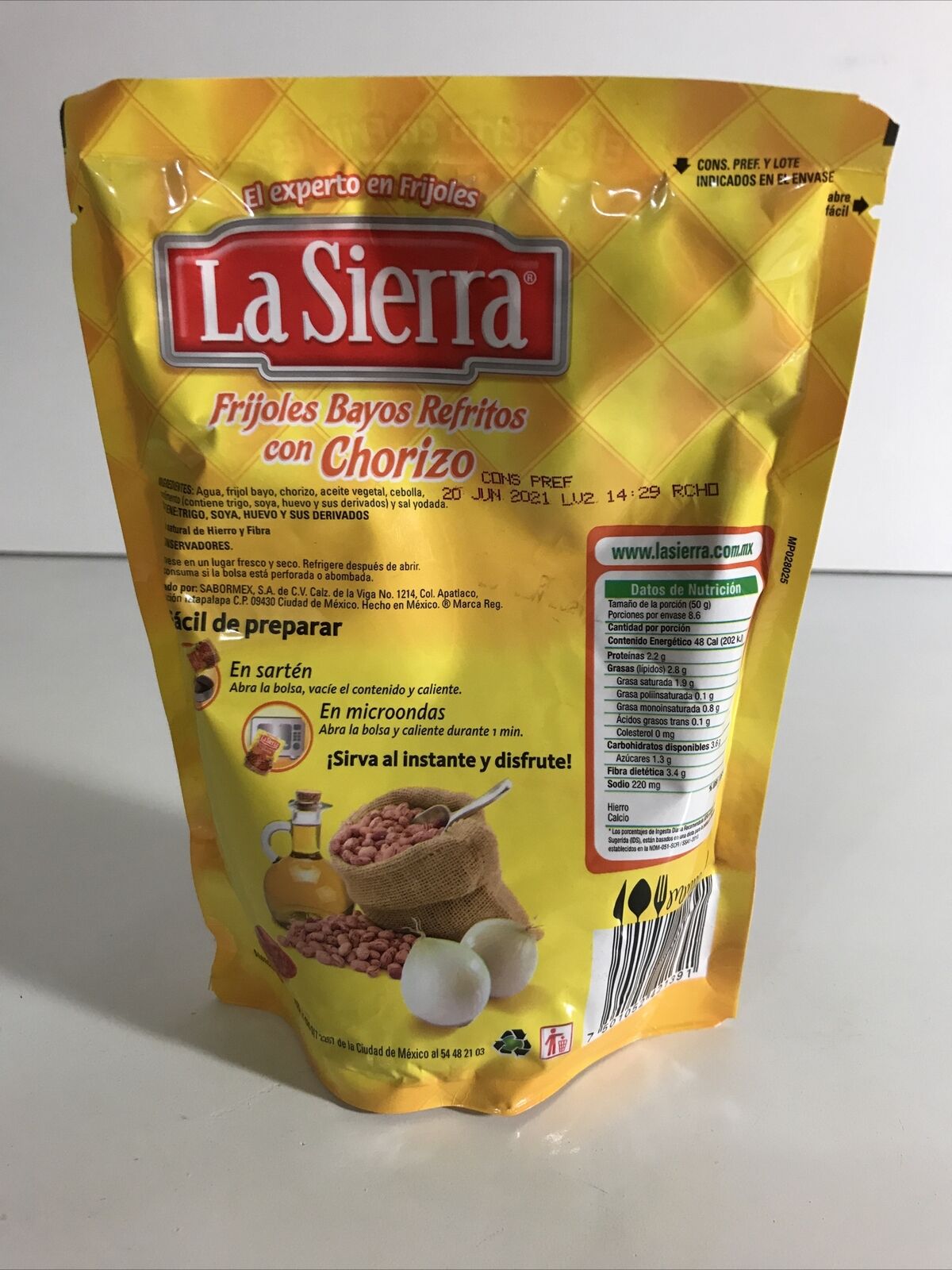 4-Pack La Sierra Mexican Refried Beans / Frijoles Bayos c/ Chorizo Ref. 430g/15oz