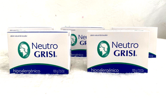 5-Pk Grisi Neutro Soap Bar. Hypoallergenic / Jabon Neutro Grisi 3.5 oz.