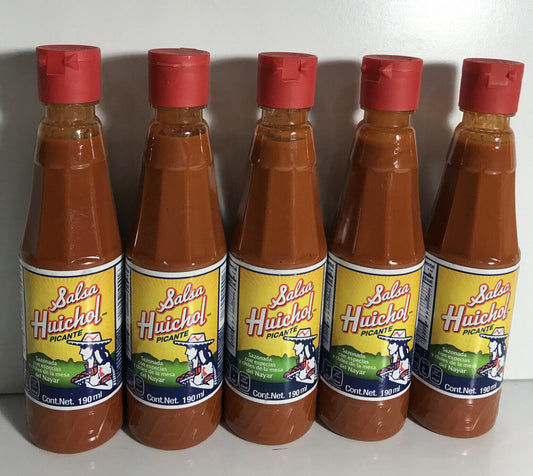 5-Pk Salsa Huichol Hot Sauce /  Salsa Huichol Picante 190ml/6.7oz