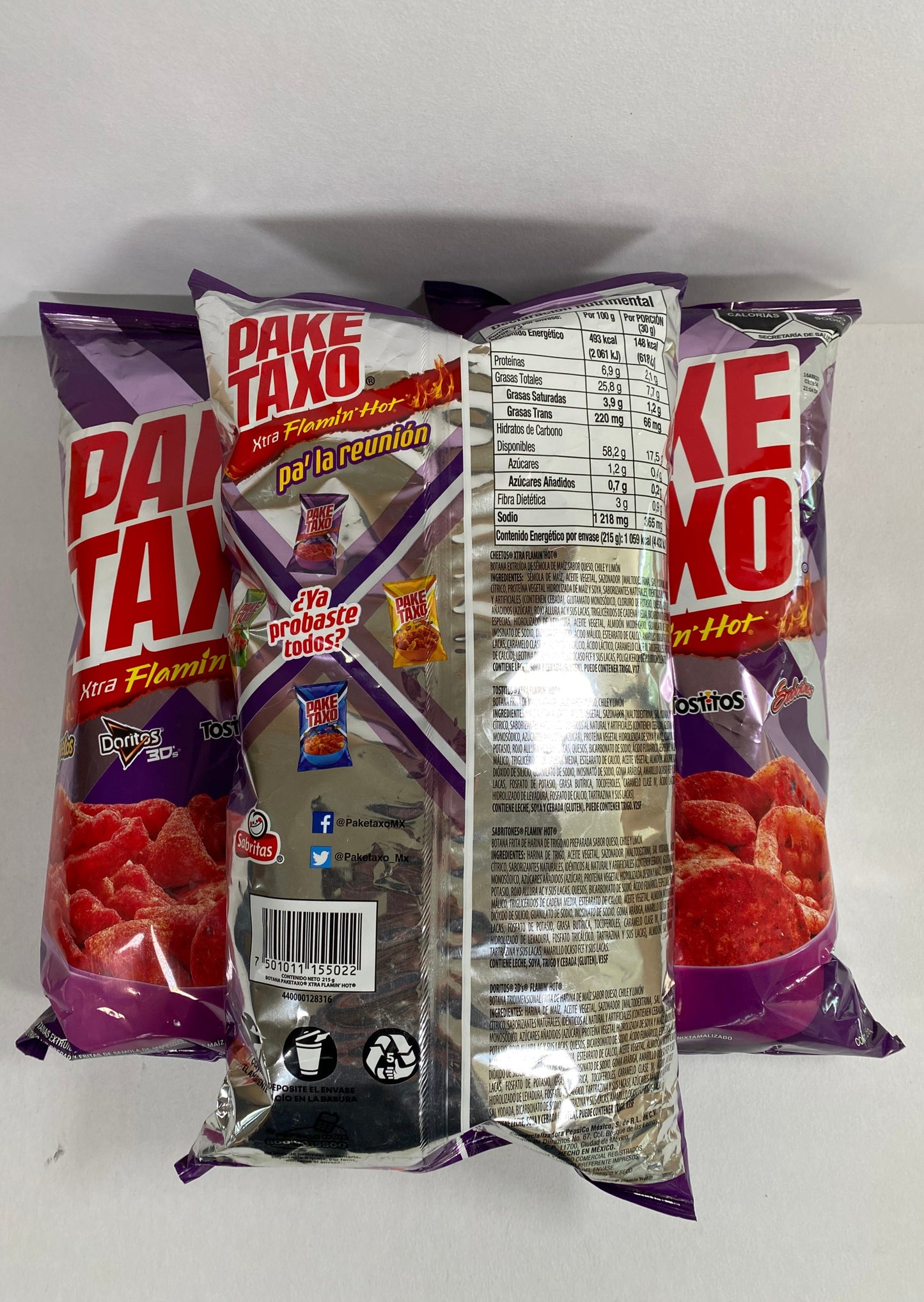 3-Pk Jumbo Paketaxo Flamin Hot Assorted Mex Chips 215g/8oz