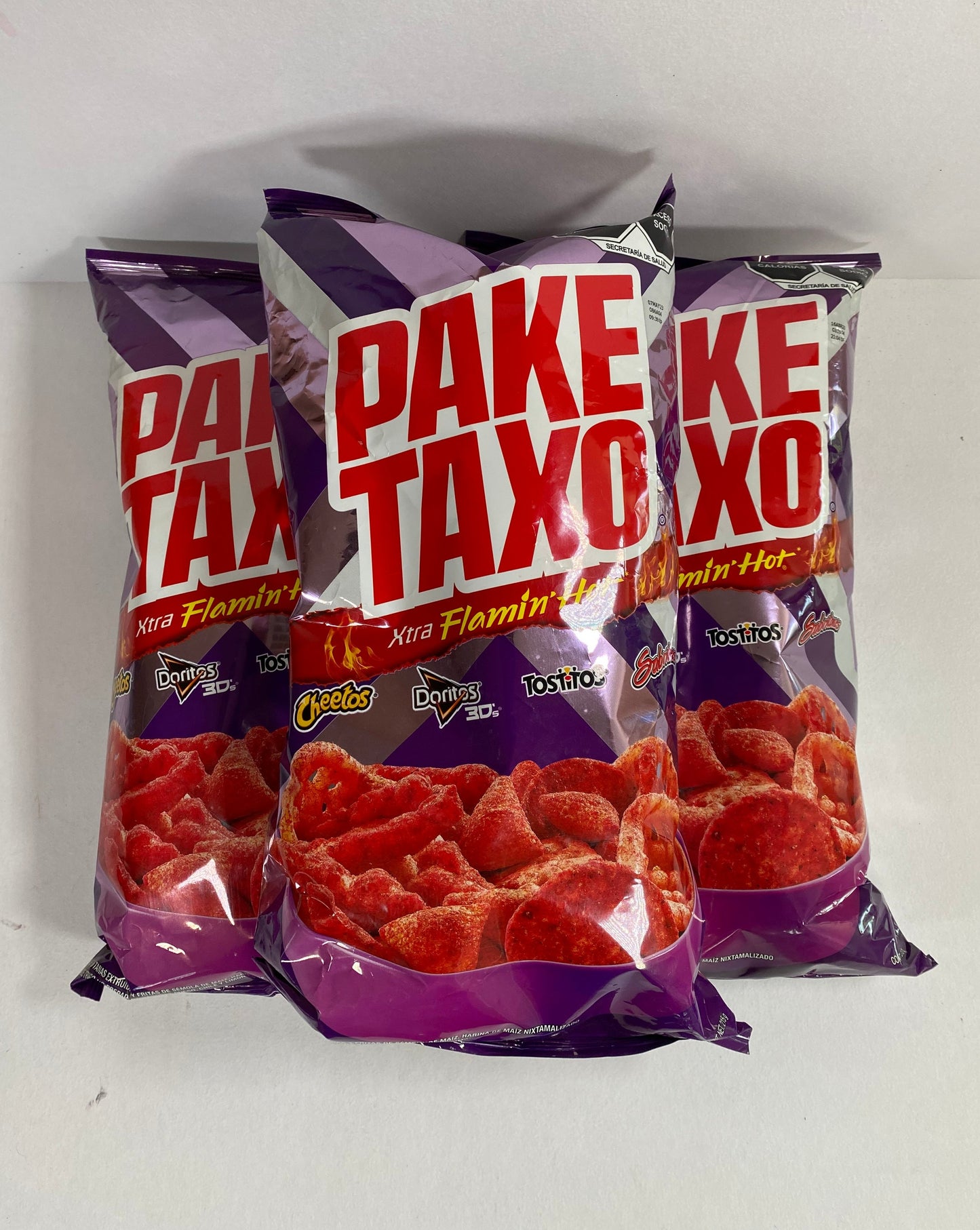 3-Pk Jumbo Paketaxo Flamin Hot Assorted Mex Chips 215g/8oz