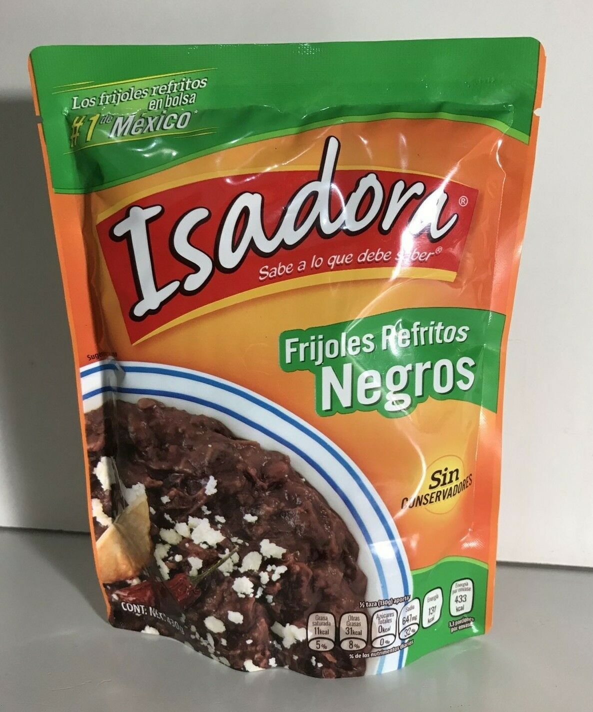 4-Pk Isadora Mex Refried Black Beans / Frijoles Refritos Negros. 430g/15oz