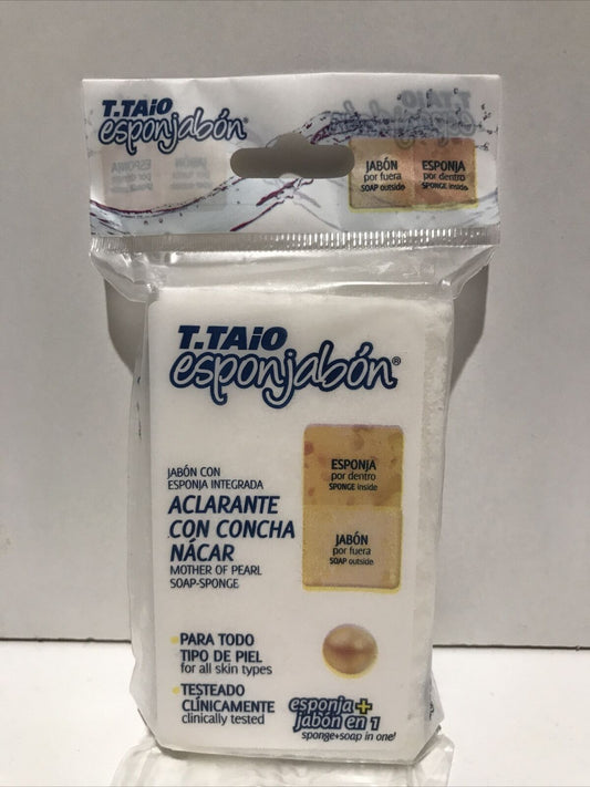 2-Pk T.TAiO  Mother-of-Pearl Soap Sponge / Esponjabon Aclarante Concha Nácar