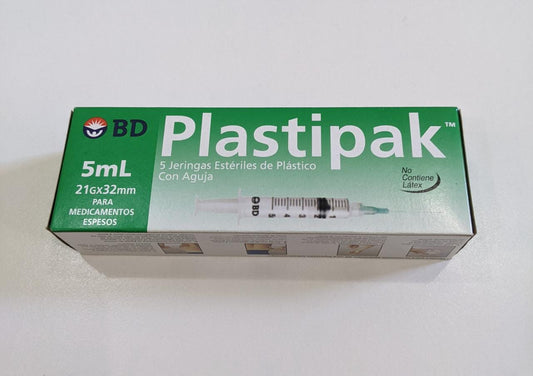 BD Plastipak 5 Syringes 5ml Non-Latex Sterile