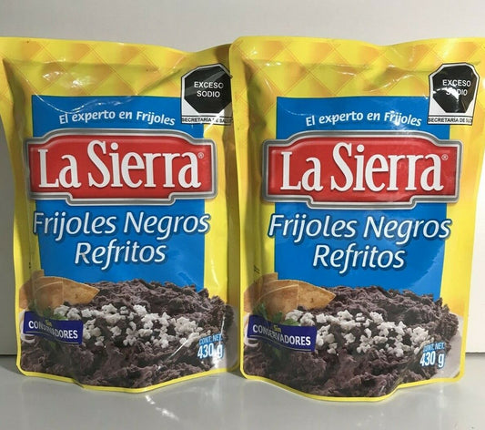 4-Pack La Sierra Black Refried Beans / Frijoles Negros Refritos 430gr/15.17oz