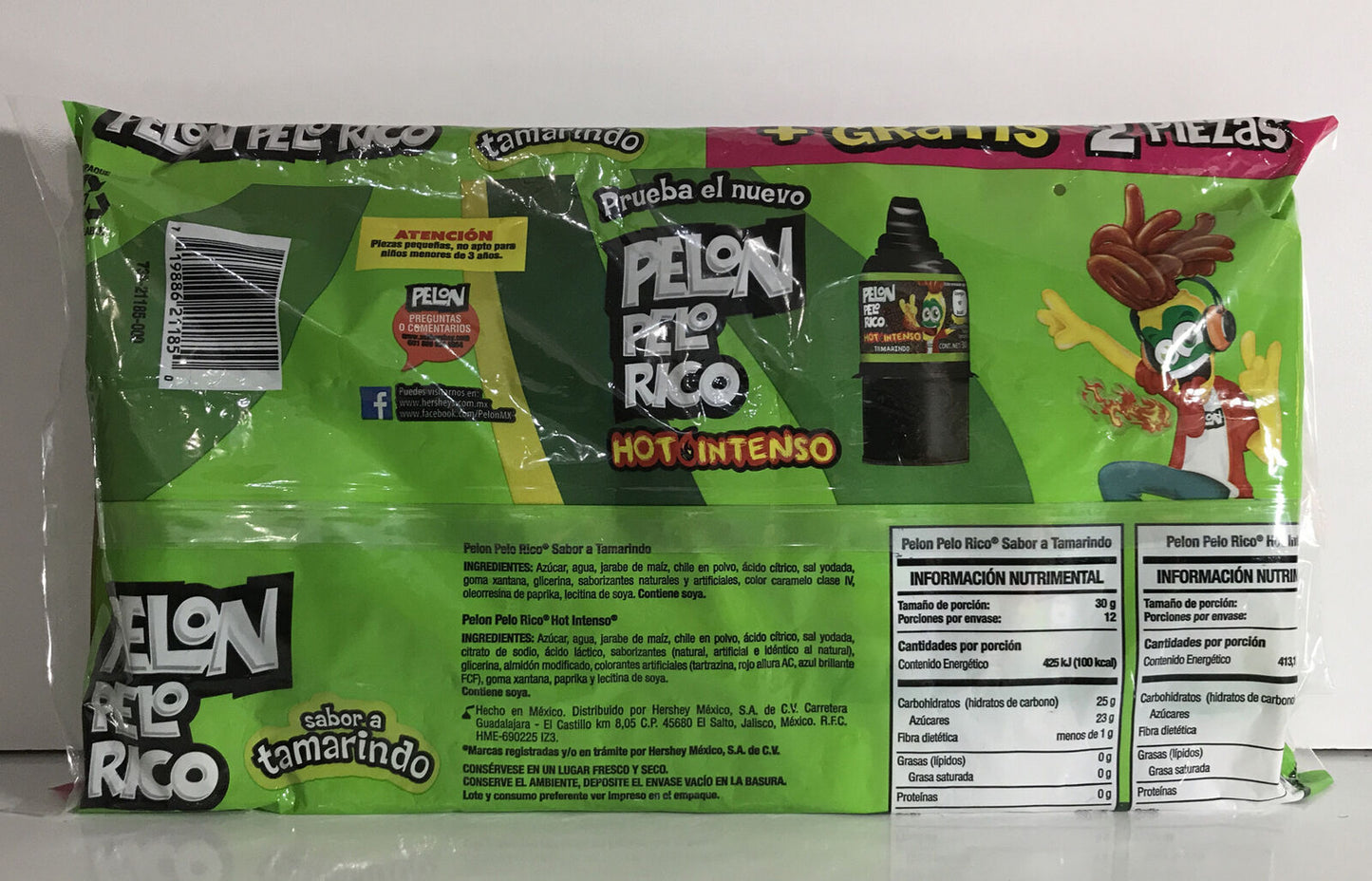 3-Pk Pelón Pelo Rico Tamarindo Mexican Tamarind Candy. 420g/14.8oz