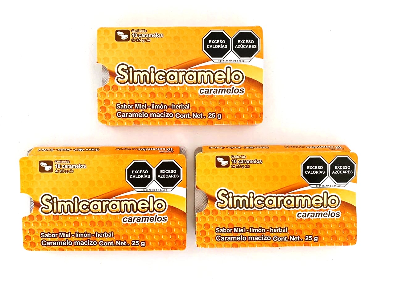 3-Pk Simicaramelo Generic Cough Drops Honey/Lemon/Herbal 25g 10 Cough Drops