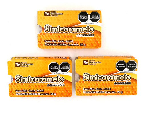 3-Pk Simicaramelo Generic Cough Drops Honey/Lemon/Herbal 25g 10 Cough Drops