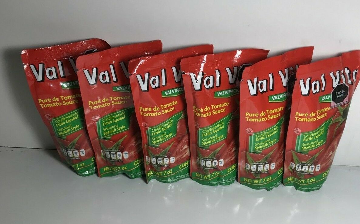 6-Pk Val Vita Traditional Tomato Sauce Spanish Style / Pure Tomate Val Vita  200gr/7oz