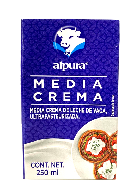 6-Pk Alpura Media Crema Original/ Alpura Table Cream 250ml/8.45oz ea