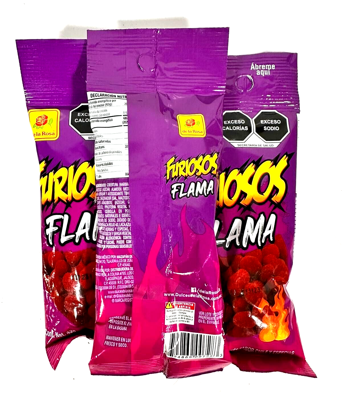 6-Pk De La Rosa Cacahuates Furiosos Flama 42g/1.48oz