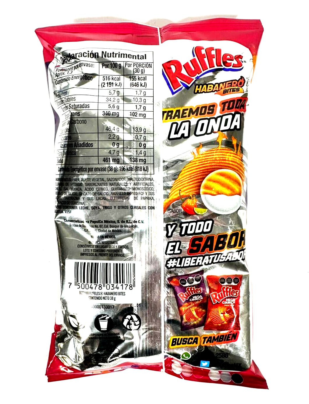 6-Pk Ruffles Habanero Bites Chips 38gr/1.34oz