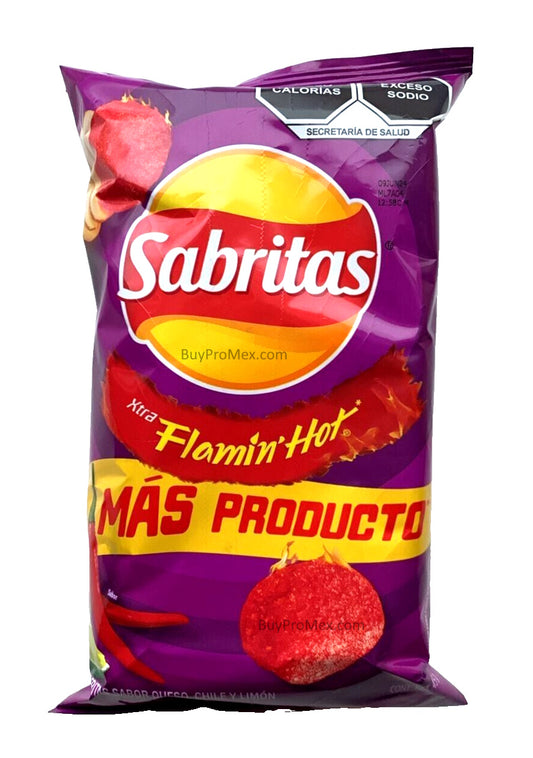 6-Pk Sabritas Xtra Flamin Hot Potato Chips 42gr/1.48oz ea.