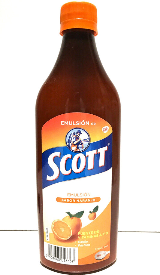 SCOTT Emulsion Orange Flavored Vitamins A&D / Emulsion SCOTT Naranja 369ml /12.47oz