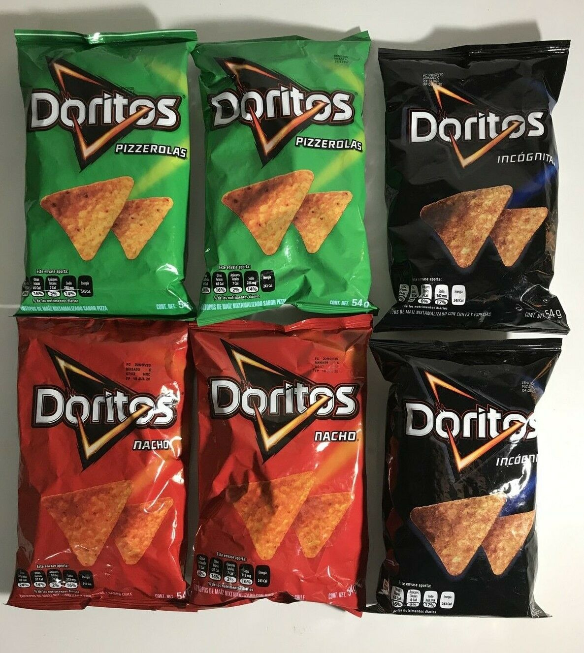 6-Pk Mex Doritos Assorted Pk / Doritos Pizzerolas, Incognito, Nachos 54g/1.9oz