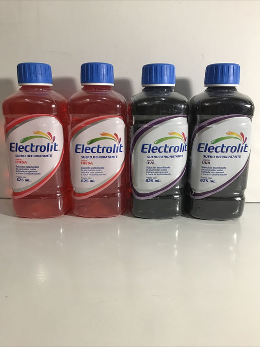 4-Pk Electrolit Oral Electrolyte Solution / Electrolit Suero Rehidratante 21.1oz/625ml ea.