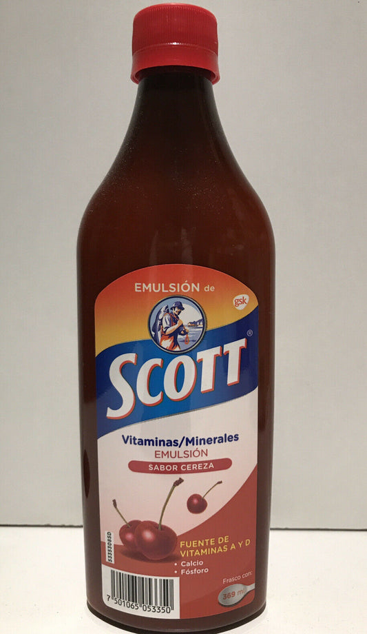 SCOTT Emulsion Cherry Flavored Vitamins A&D / Emulsion SCOTT Cereza 369ml /12.47oz