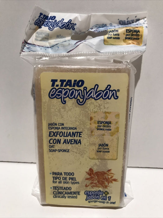 2-Pk T.TAiO Exfolianting Sponge Soap w/Oatmeal / Esponjabon Exfoliante con Avena 120g