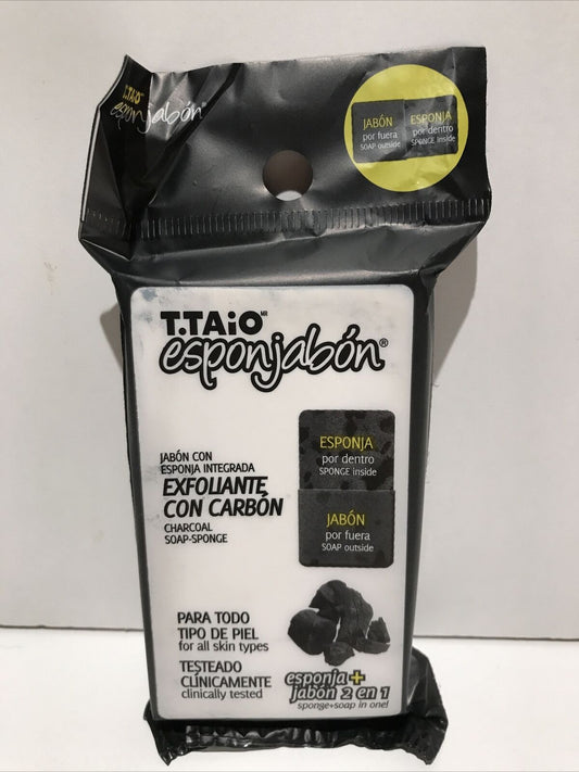 2-Pk T.TAiO Exfoliating Charcoal Sponge Soap / Esponjabon Exfoliante c/Carbon 120g